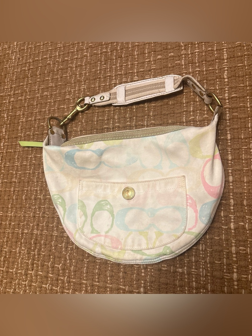Vintage Y2K Coach Pastel Multicolor Signature Hobo Shoulder Bag